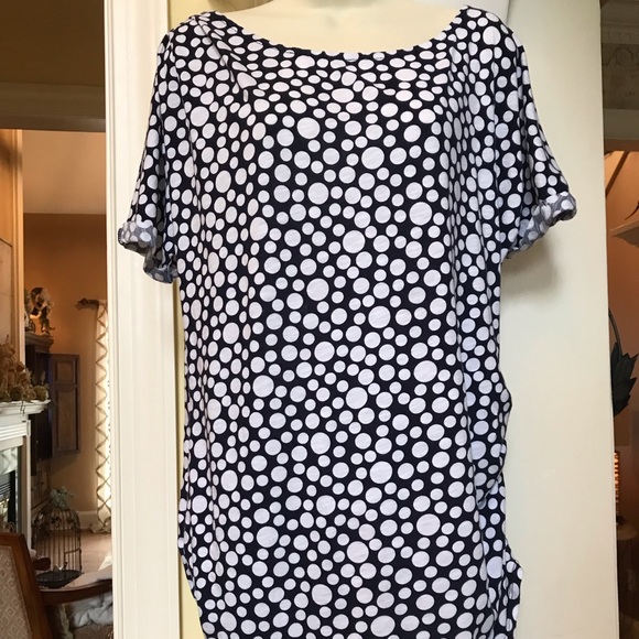 C Est 1946 navy with white polka dots tunic style top or short dress Sz large - Picture 1 of 11